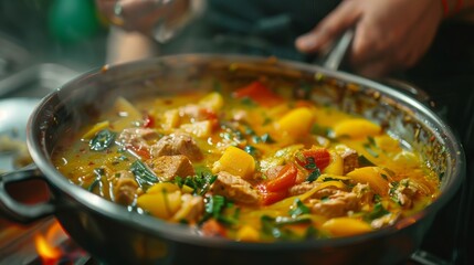 Vibrant Yellow Curry Dish for Foodie Posters Generative AI