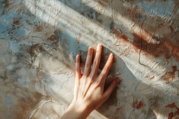 Beautiful woman's hand with well-groomed nails in a beige color, captured from the side in a closeup, with a bokeh background,. Beautiful simple AI generated image in 4K, unique.