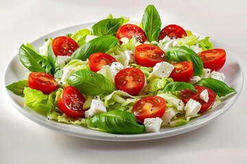 Elegant Baby Iceberg Salad with Cherry Tomatoes and Fresh Basil