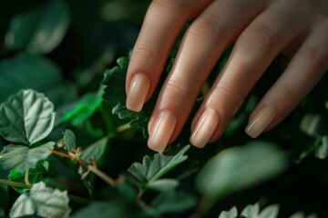 elegant nail design. a woman's hand with a pink manicure in close-up.. Beautiful simple AI generated image in 4K, unique.