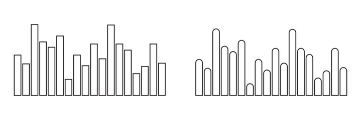 Radio Wave icon. Monochrome simple sound wave Vector sound wave icon. Music player sound bar. Record interface. Equalizer icon with soundwave line. Isolated on White background. vector illustration.