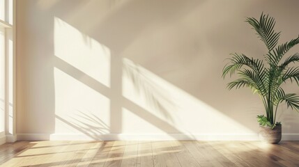 minimalistic abstract gentle light beige background ,light and intricate shadow from the window.