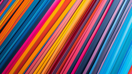A colorful strip of paper with a rainbow of colors. The colors are bright and vibrant, creating a cheerful and lively atmosphere. The strip of paper is long and narrow