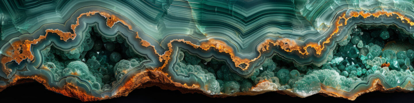Stunning Agate Cross Section with Dramatic Contours and Orange Glow