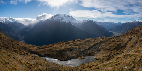 New Zealand mountain landscape near Wanaka and Queenstown while on vacation and hiking