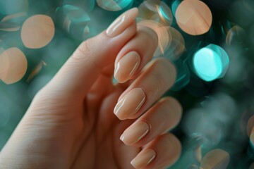 Beautiful painted nails close-up. Fashionable nail extensions with French design. Beautiful simple AI generated image in 4K, unique. - Powered by Adobe