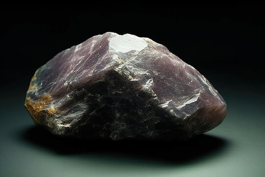 Ussingite fossil mineral stone. Geological crystalline fossil. Dark background close-up.
