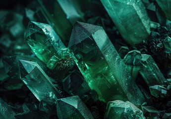 Closeup of a green crystals. Created with Ai