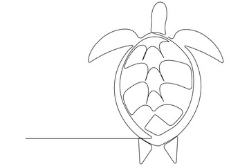 Continuous one line art drawing of sea turtle concept of outline vector minimalist illustration
