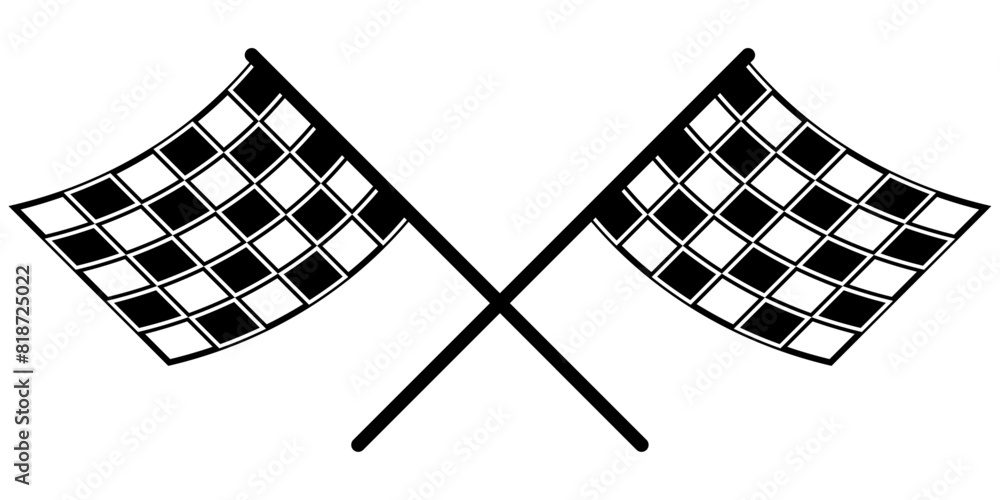 Poster two crossed racing flags. formula 1 championship, isolated flags. checkered simple flags. vector ill