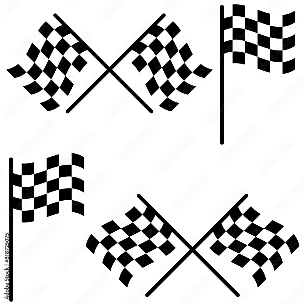 Poster Set of racing flags, simple checker flags.
