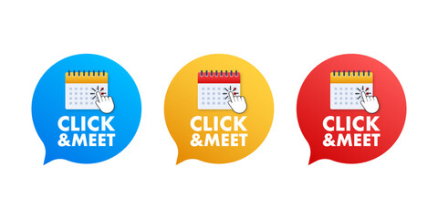 Click and Meet concept with calendar and speech bubble.