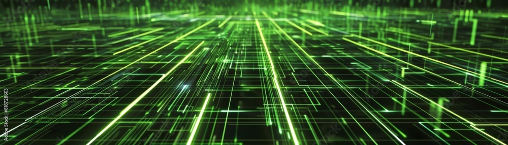 Poster digital matrix develop a background inspired by a digital matrix using a grid of green lines against