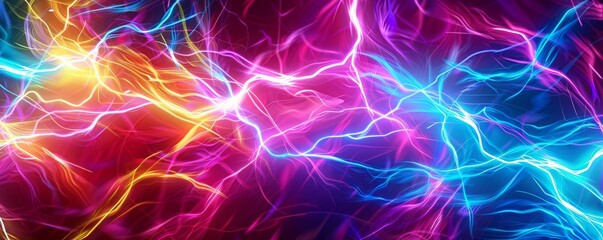 Fototapeta premium Electric Neon Create a background with vibrant neon colors in abstract patterns that resemble electrical currents or neon lights