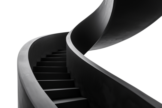 Curved Modern Staircase Against Black Background