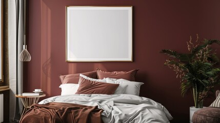 Minimalist Bedroom with Beige Walls and Natural Light, Frame Mockup, Perfect for Modern Home Decor and Interior Design Ideas