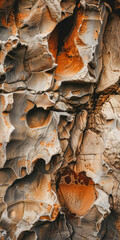 Abstract Geological Rock Formation with Intricate Patterns and Rich Earth Tones