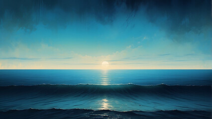 Blue Sea Sky Gradient Abstract Bright Light Template