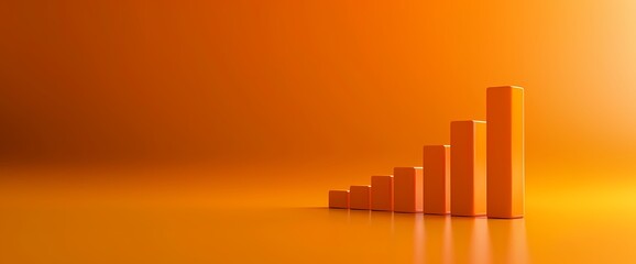 A clean and minimalist side view of a simple bar graph in vibrant orange color, presenting data in a visually appealing manner, captured with HD precision.