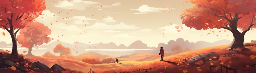 A dreamy autumn illustration