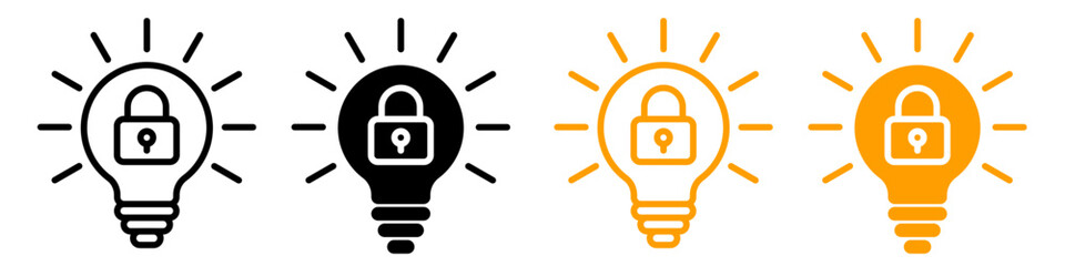 Patent and intellectual property icon logo set vector