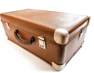 alter Koffer isoliert auf wei&szlig;en Hintergrund, Freisteller