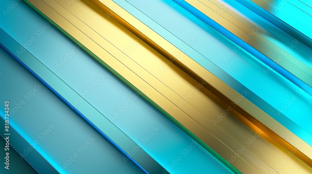 Aufkleber vibrant abstract image with a pattern of glossy blue and golden diagonal stripes creating a sense of