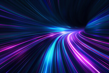 Abstract background with blue and purple lights, AI generated
