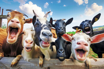 hilarious goats, AI generated - Powered by Adobe