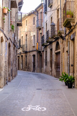 Detail of one of the streets of the historic center of the village of Moia (Spain)
