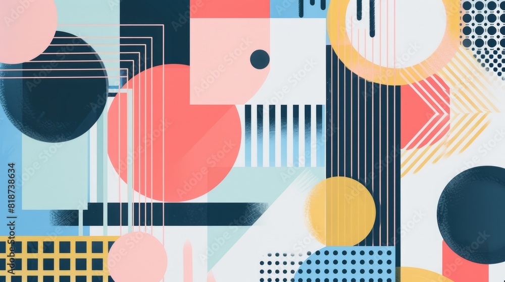 Aufkleber minimalistic abstract picture of geometry pattern with pastel color. geometric pattern design with v