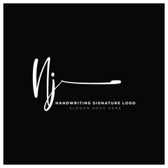 NJ initials Handwriting signature logo. NJ Hand drawn Calligraphy lettering Vector. NJ letter real estate, beauty, photography letter logo design.