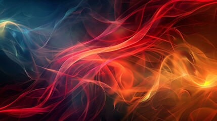 Abstract background with vibrant red orange and blue colors. Wavy curved lines with a sense of movement. Can be used as a wallpaper or in web design.