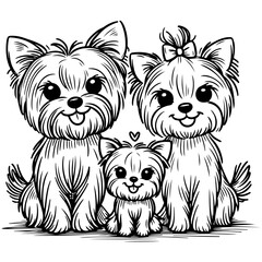 Family Dog Vector Illustrations Featuring Mom and Baby Dog, Dad and Baby Dog in Loving Poses