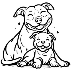Family Dog Vector Illustrations Featuring Mom and Baby Dog, Dad and Baby Dog in Loving Poses