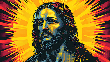 Jesus' promise of eternal life to those who believe in him isolated on white background, pop-art, png
