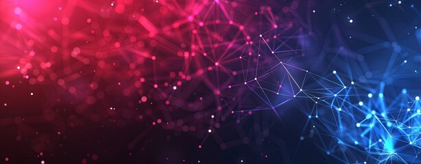 Obraz premium Abstract futuristic background with glowing low poly lines and dots