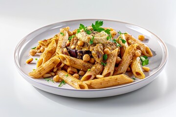 Irresistible Babganoush-Hummus Pasta with Toasted Pine Nuts and Roasted Eggplant
