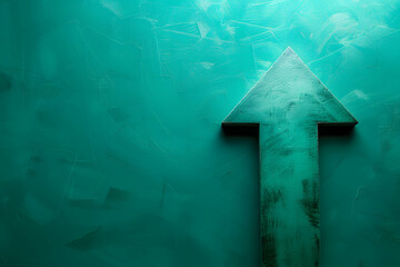 Financial and investment growth concept, arrow pointing upward on a dark green background, symbolizing a positive trend and growth, copy space and use for presentation