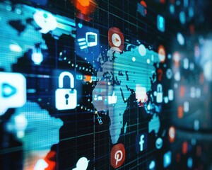 Fototapeta premium Interconnected Digital World Global Communication and Social Network Ecosystem