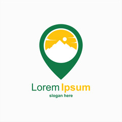 mountain location icon logo design template