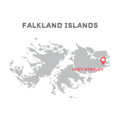 Falkland islands vector map illustration, country map silhouette with mark the capital city of Falkland islands inside. vector illustration. All countries can be found in my portfolio