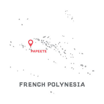 French polynesia vector map illustration, country map silhouette with mark the capital city of French polynesia inside. vector illustration. All countries can be found in my portfolio
