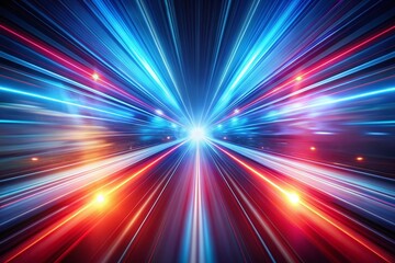 Obraz premium Abstract glowing blue rays on a dark background