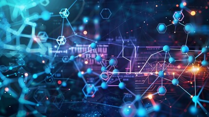 Scientific Research and Technological Innovation: A realistic depiction of a digital abstract background representing scientific research. 