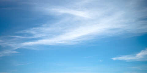 Obraz premium panorama blue sky with white soft clouds, Sky blue background