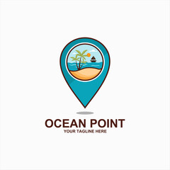Ocean pin traveling logo design element