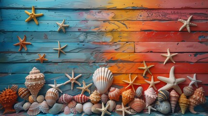Design a Google ad campaign with visuals of colorful sea accessories arranged on the sand.