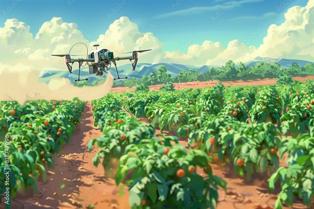 Poster farming with drone applications in green farm settings using orange management technology for crop v