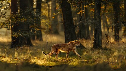 Fototapeta premium Cheetah hunting in forest